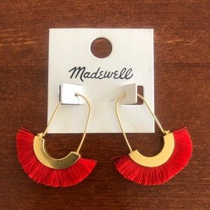 Madewell Arc Wire fringe earrings poppy red